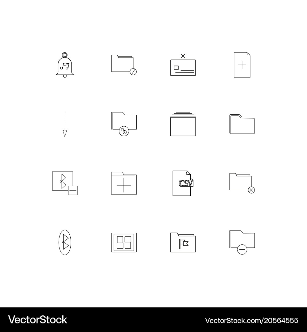 Files and folders sign simple linear icons set vector image