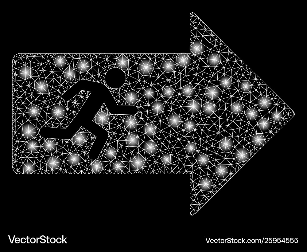 Flare mesh 2d exit arrow with flash spots Flare mesh 2d exit arrow with flash spots vector image