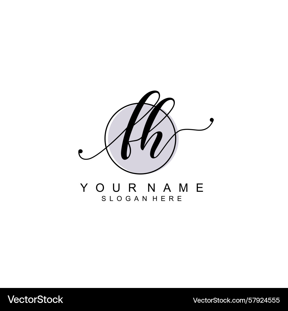 Handwriting logo concepts with initial fh Vector Image