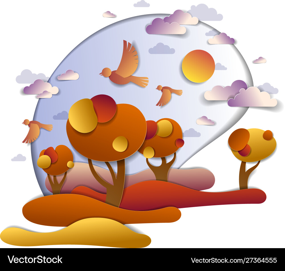Landschaftswiesen und Bäume im Herbst Landschaftswiesen und Bäume im Herbst Vektorbild