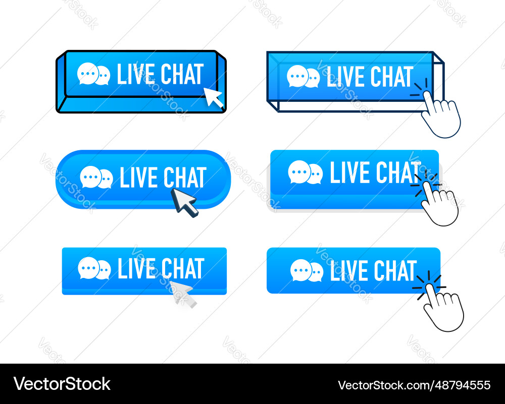 Live chat button with pointer clicking Live chat button with pointer clicking vector image