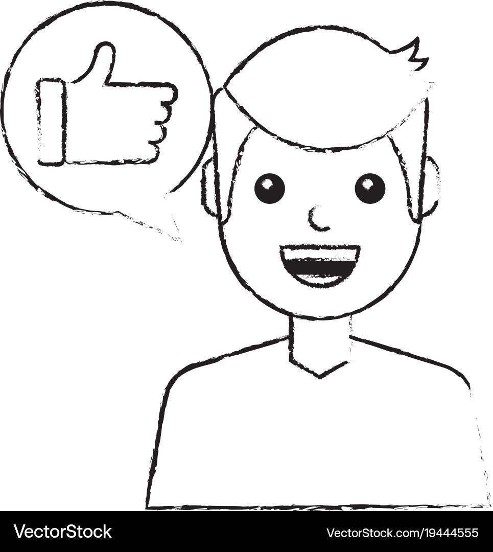 Man with hand like in speech bubble Vector Image