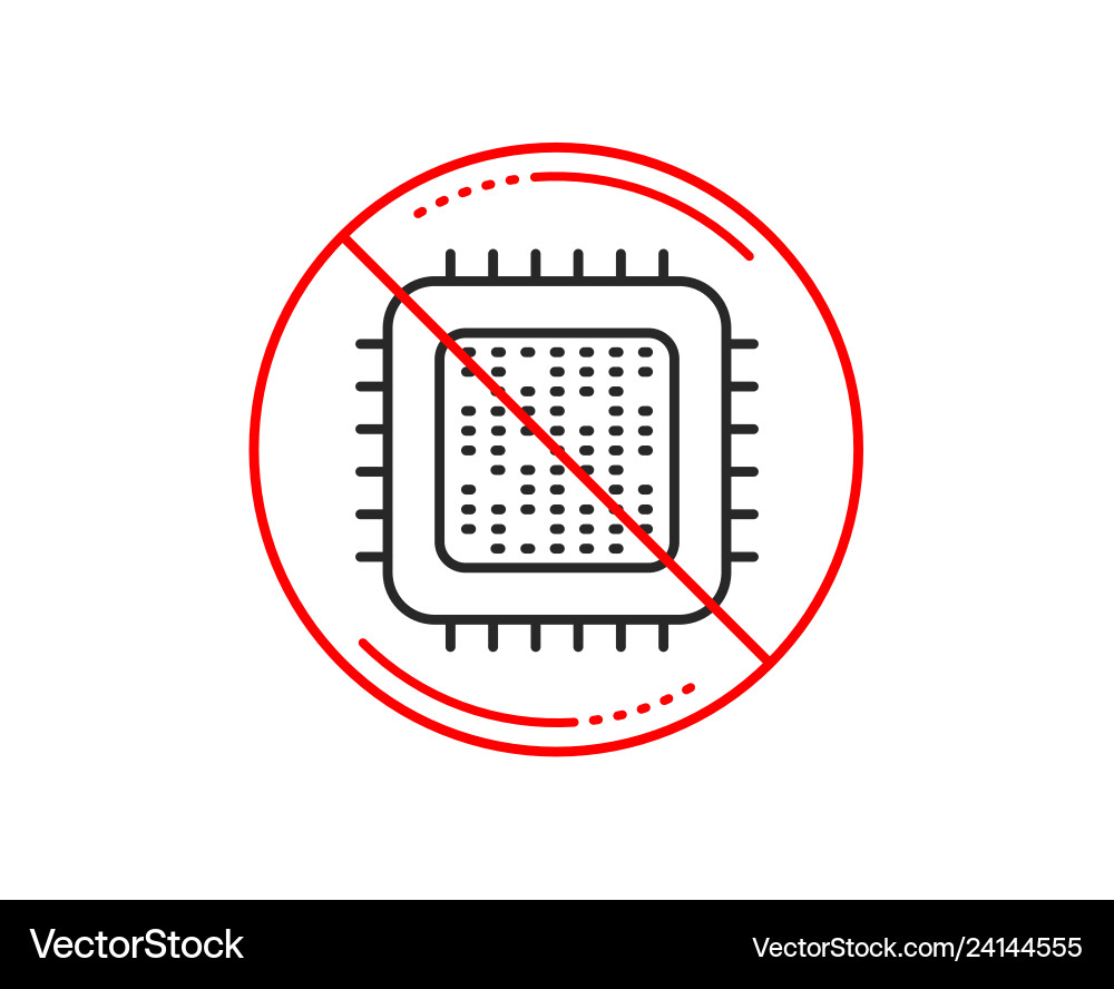 No or stop sign cpu processor line icon computer vector image