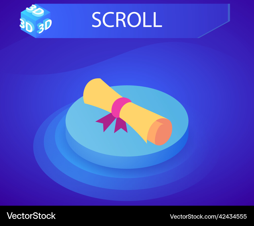 Scroll isometric design icon web 3d colorful Scroll isometric design icon web 3d colorful vector image
