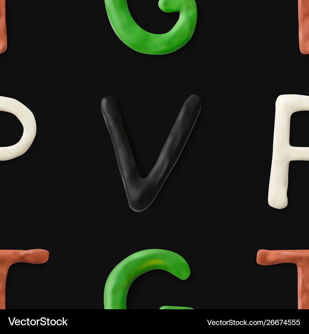 Seamless pattern with alphabet handmade modeling Vector Image