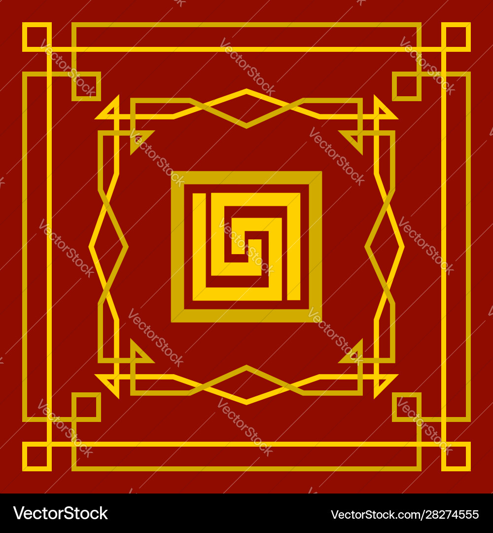 Set chinese square frame style design on red Set chinese square frame style design on red vector image