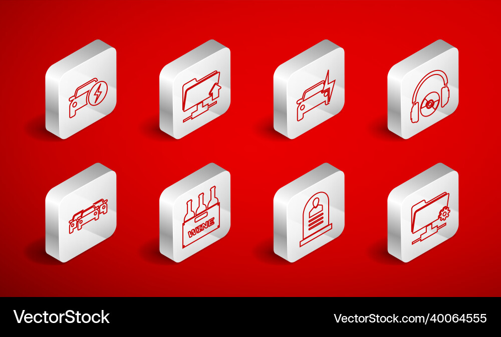 Set line ftp settings folder upload electric car Set line ftp settings folder upload electric car vector image