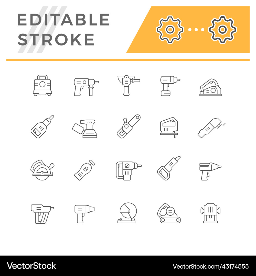 Set line icons of power tool vector image
