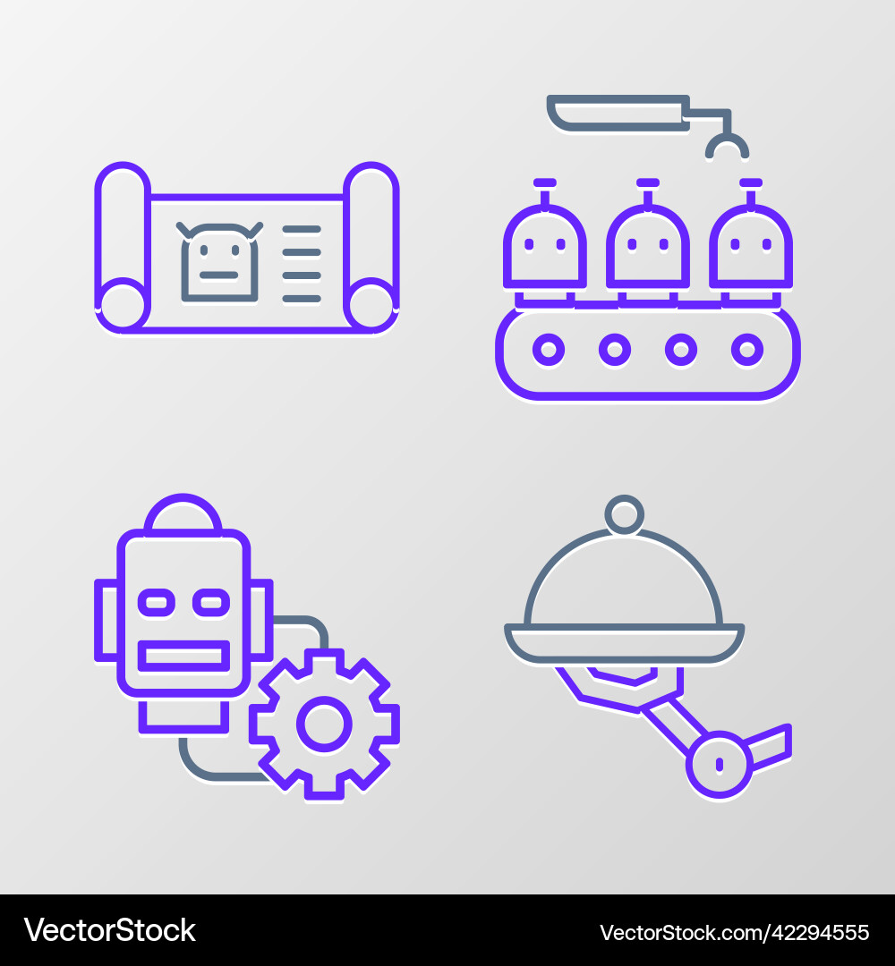 Set line waiter robot setting industrial Set line waiter robot setting industrial vector image