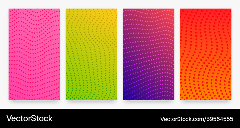 Set of halftone gradient backgrounds with dots vector image