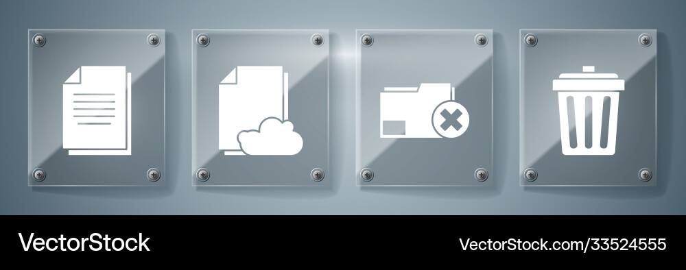 Set trash can delete folder cloud storage text Set trash can delete folder cloud storage text Vector Image