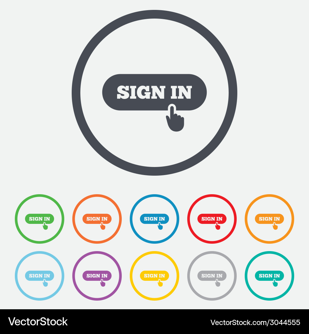 Sign in with hand pointer icon login symbol vector image