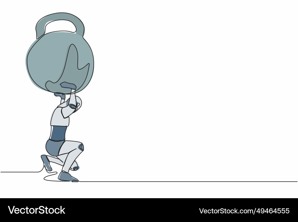 Single continuous line drawing tired robot Single continuous line drawing tired robot vector image