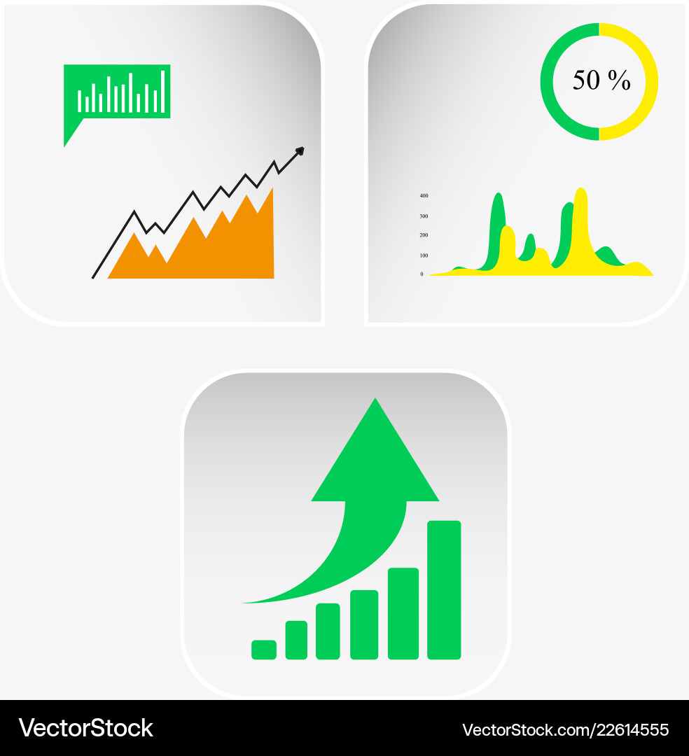 Three gray icons with color graphics Three gray icons with color graphics vector image