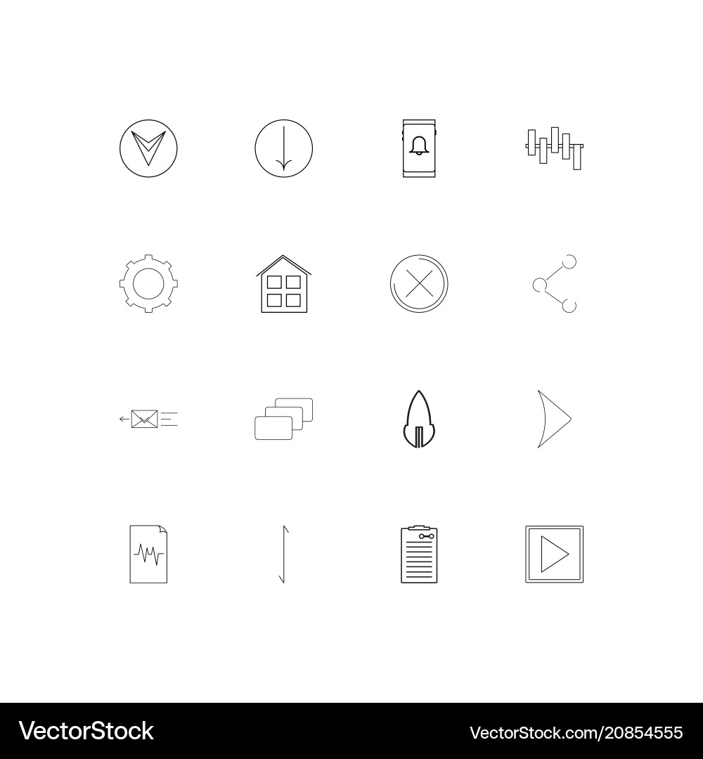 Web linear thin icons set outlined simple vector image