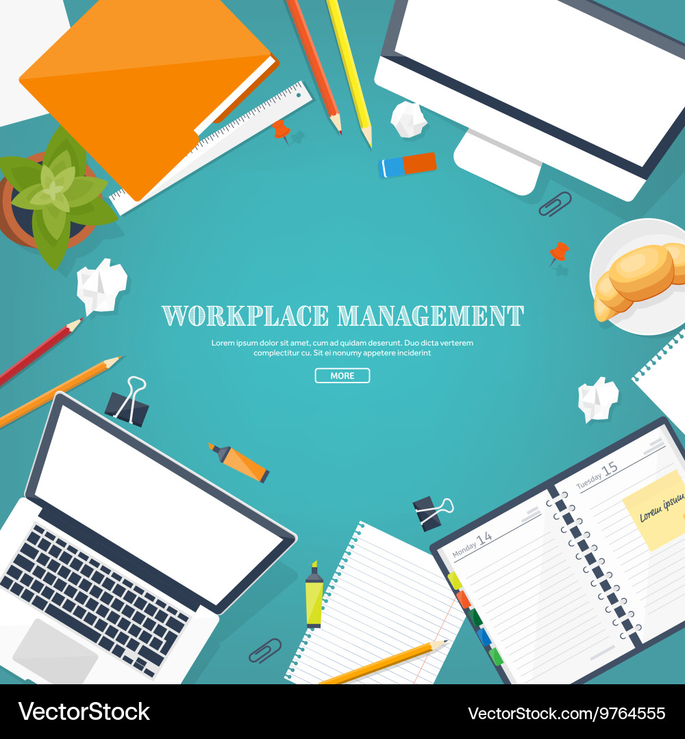 Workplace with table and computer laptop vector image