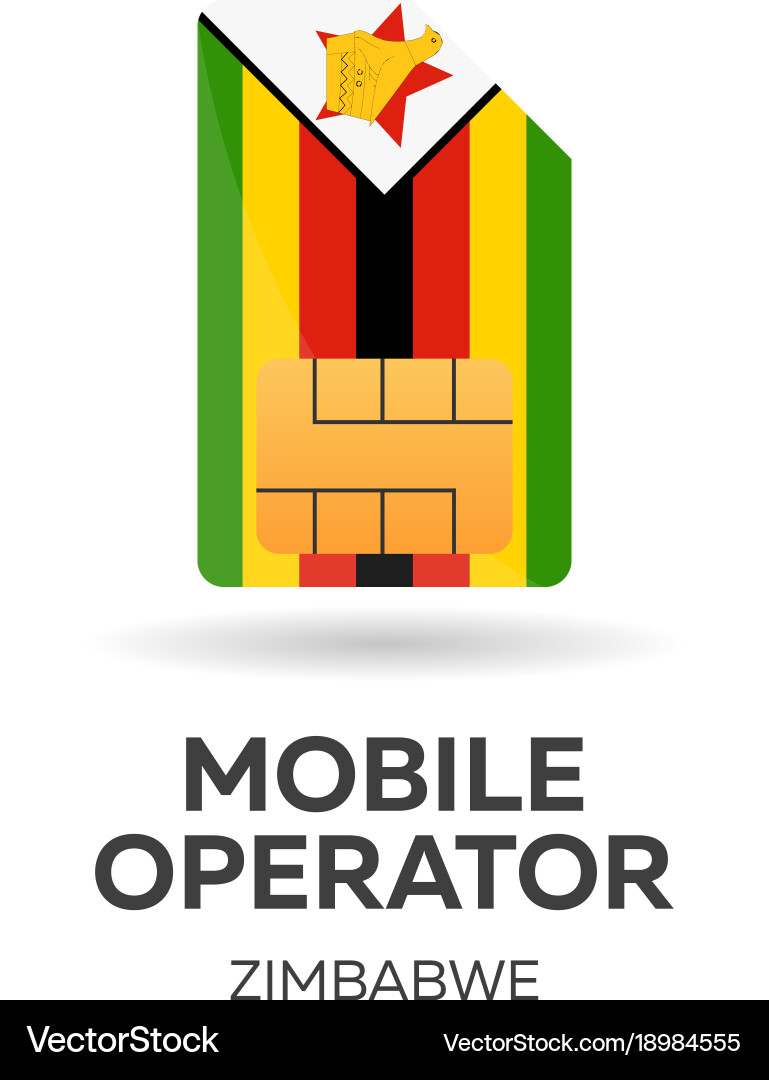 Zimbabwe mobile operator sim card with flag Vector Image