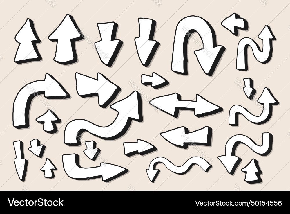 Arrow set collection of direction pointers signs Vector Image
