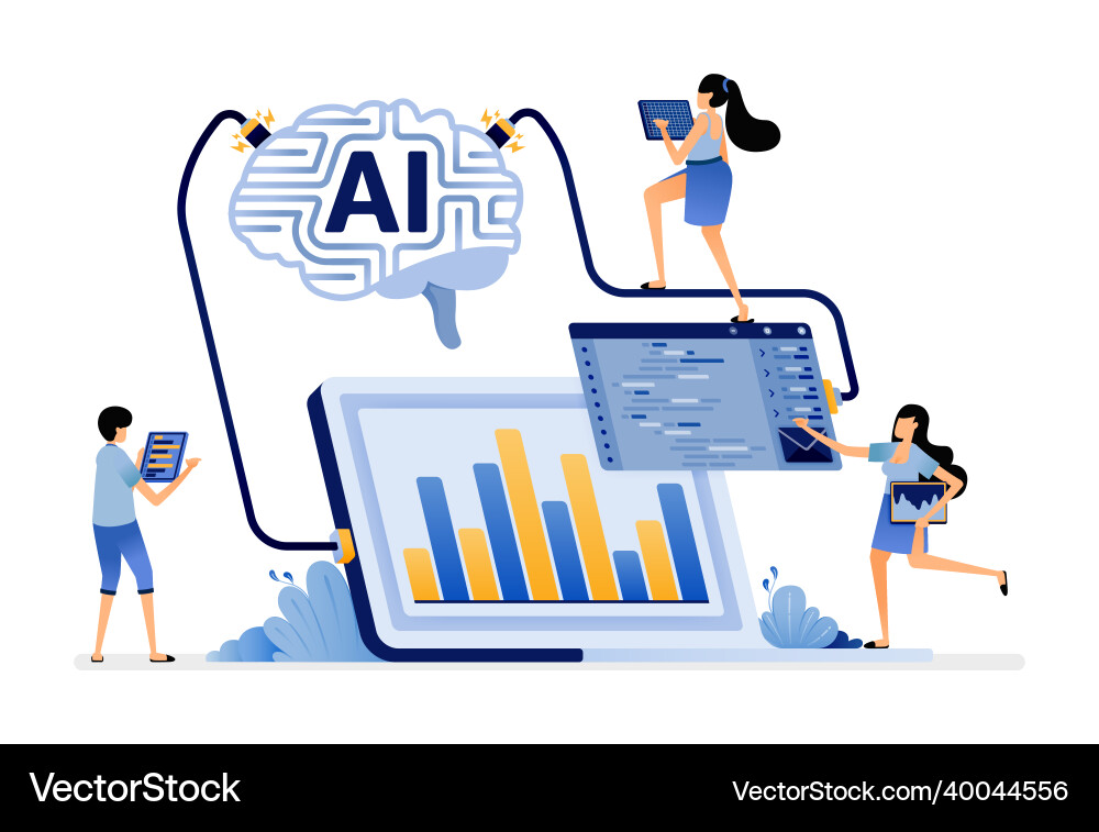 Artificial intelligence develops machine learning Artificial intelligence develops machine learning Vector Image