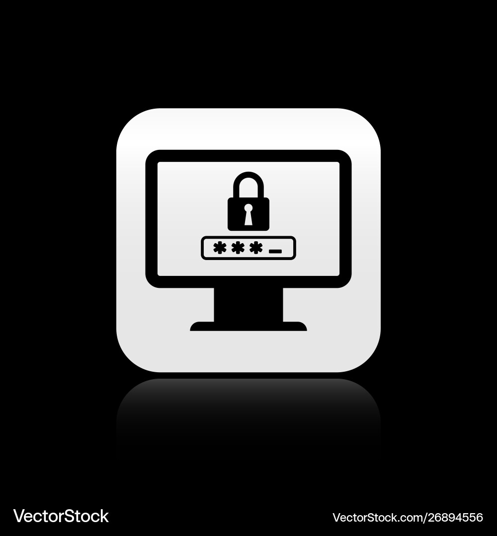 Black monitor with password notification and lock Black monitor with password notification and lock vector image