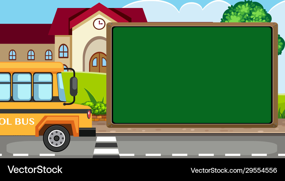 Bordvorlage mit Schulbus Bordvorlage mit Schulbus vektorbild