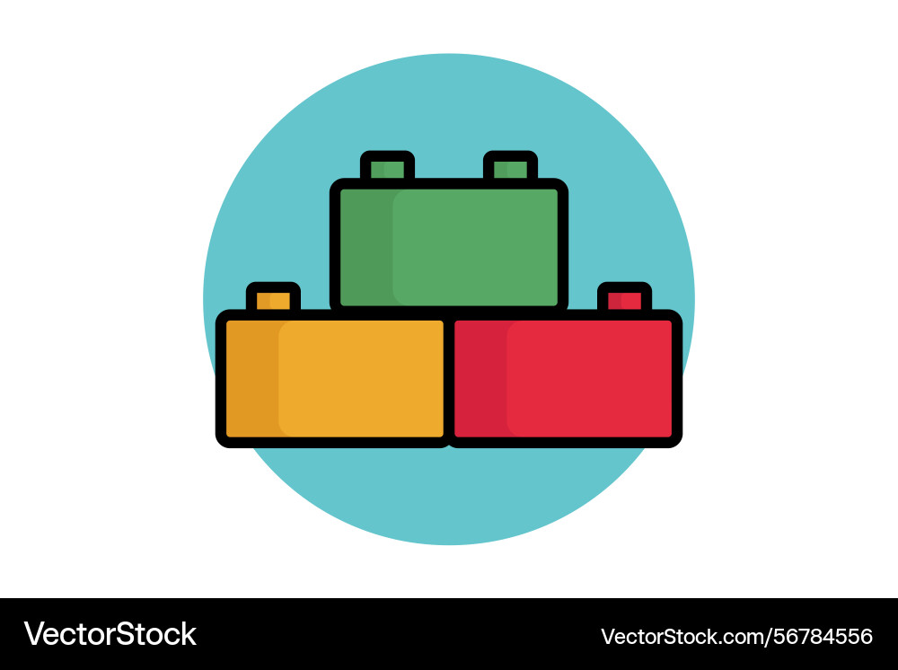 Building block icon colored outline style Building block icon colored outline style Vector Image