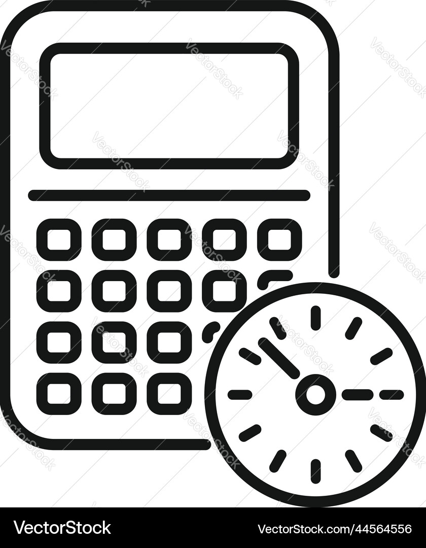 Calculator time icon outline clock project Calculator time icon outline clock project vector image