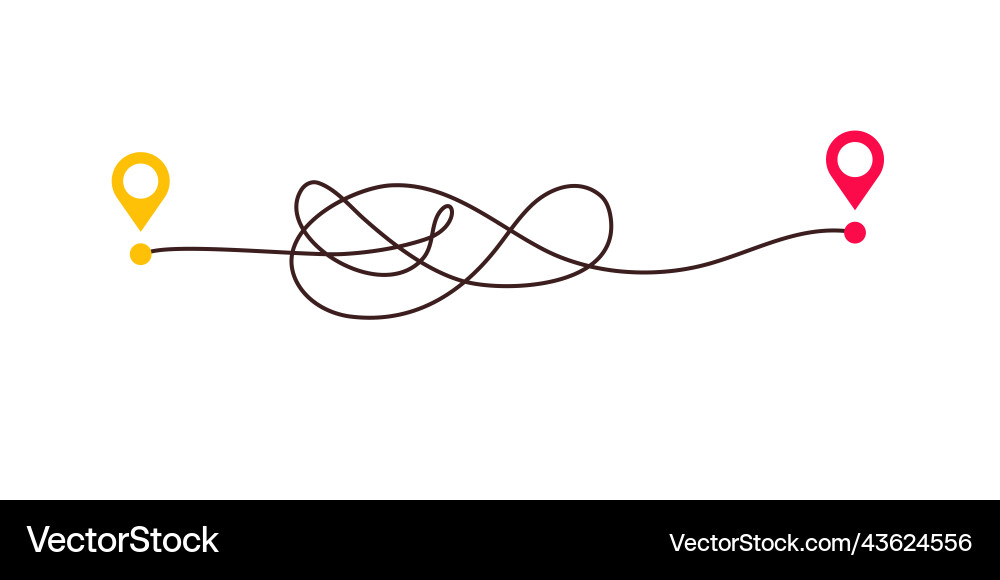Complicated way and simple path from point a to b Complicated way and simple path from point a to b vector image