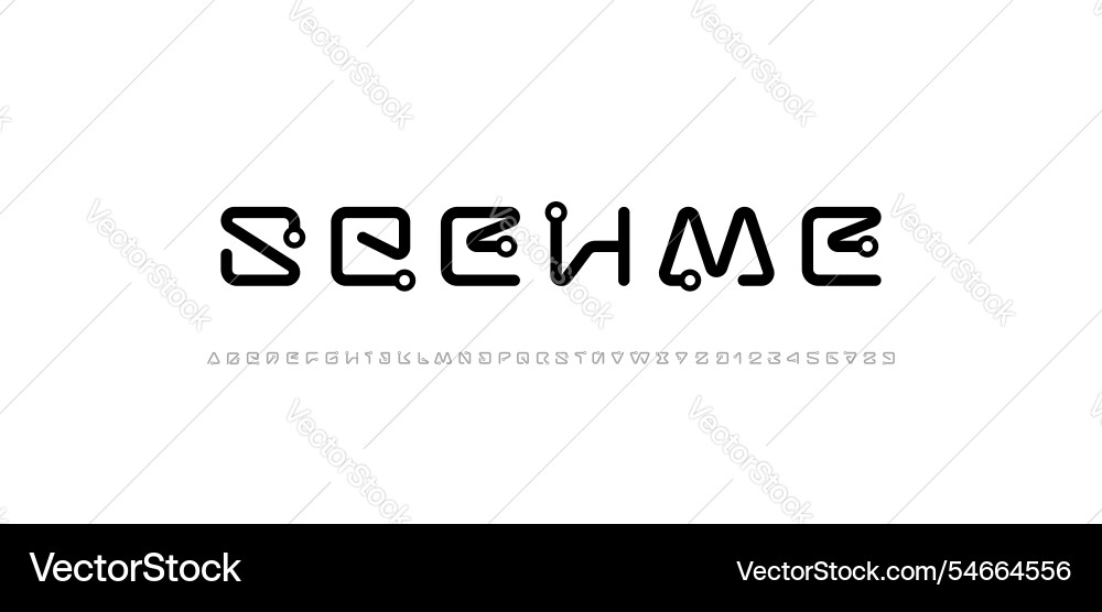 Digital alphabet font cyber letters and numbers Digital alphabet font cyber letters and numbers vector image