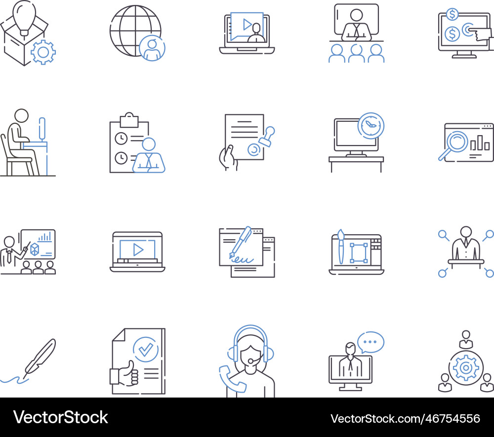 Management and workflow outline icons collection Vector Image
