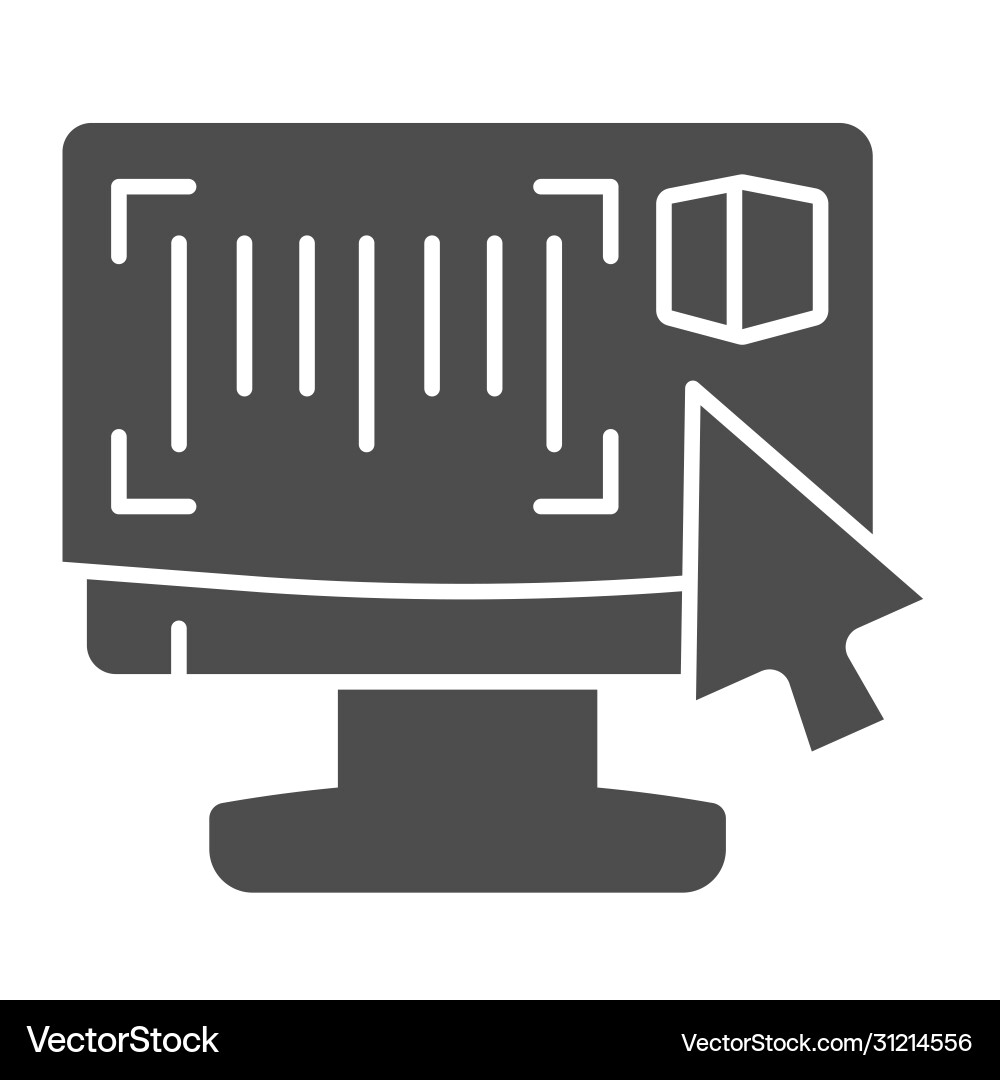 Monitor with barcode reader solid icon logistic Monitor with barcode reader solid icon logistic vector image