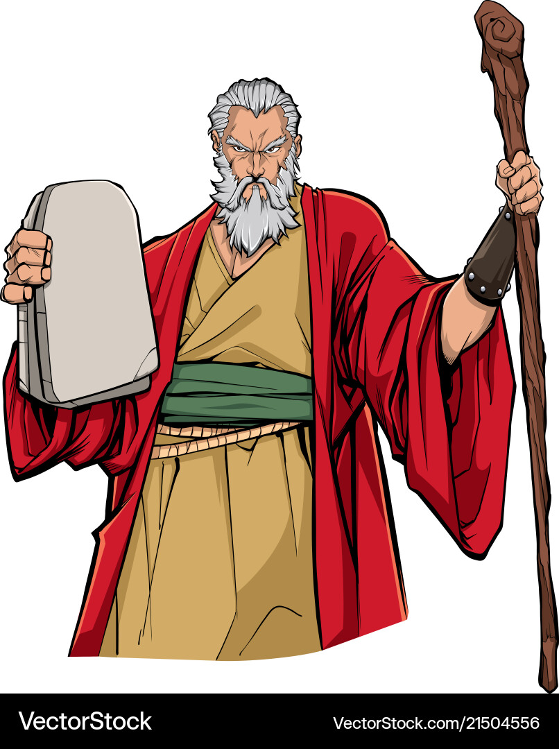 Moses with Tablets - Biblical Scene Vector Image