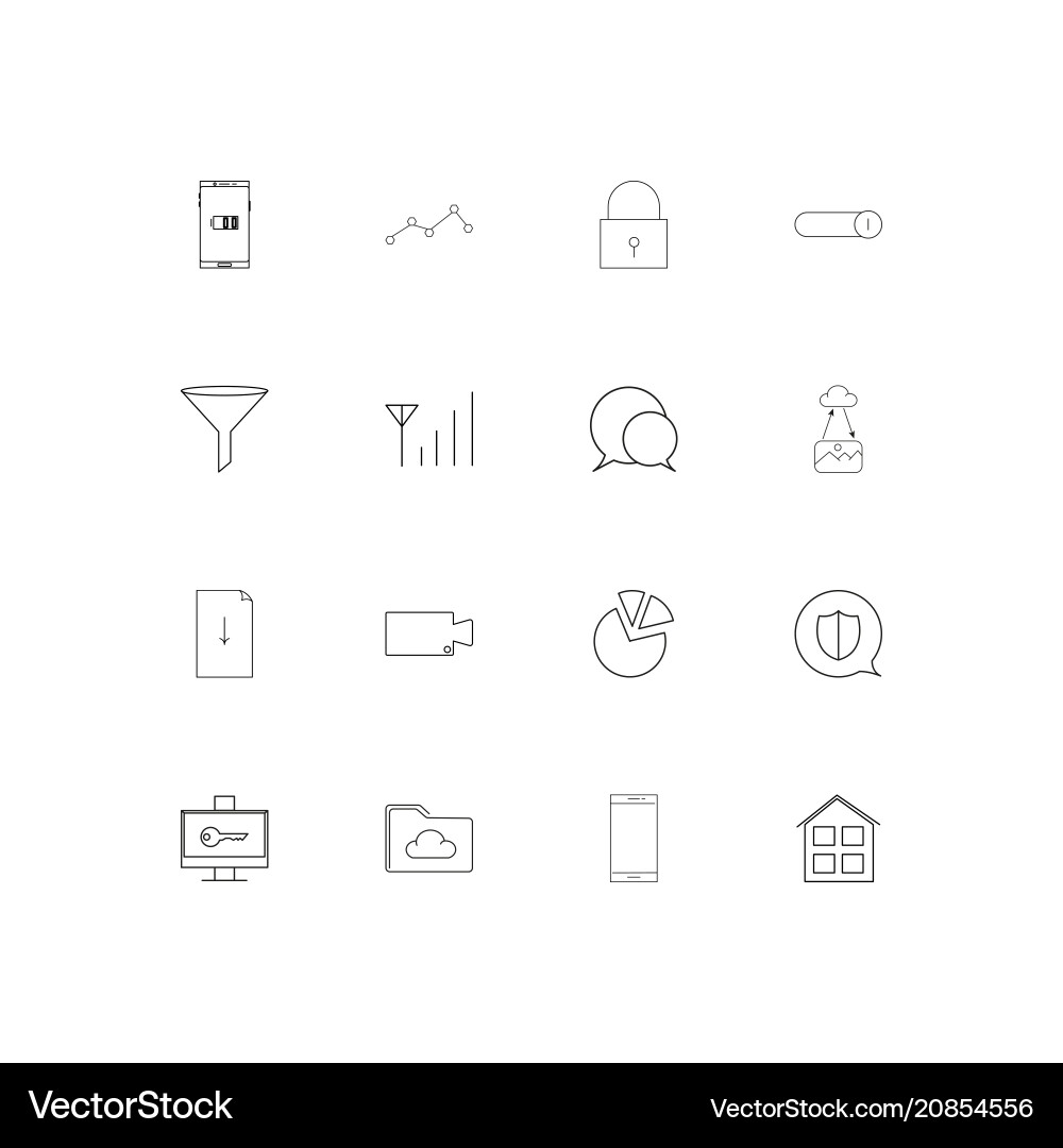 Web linear thin icons set outlined simple Web linear thin icons set outlined simple Vector Image