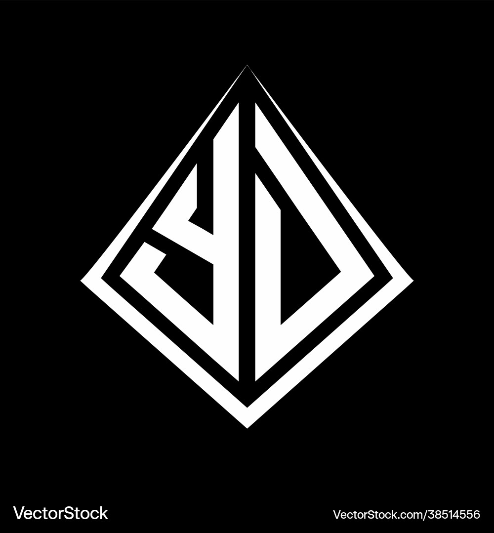 Yd logo letters monogram with prisma shape design vector image