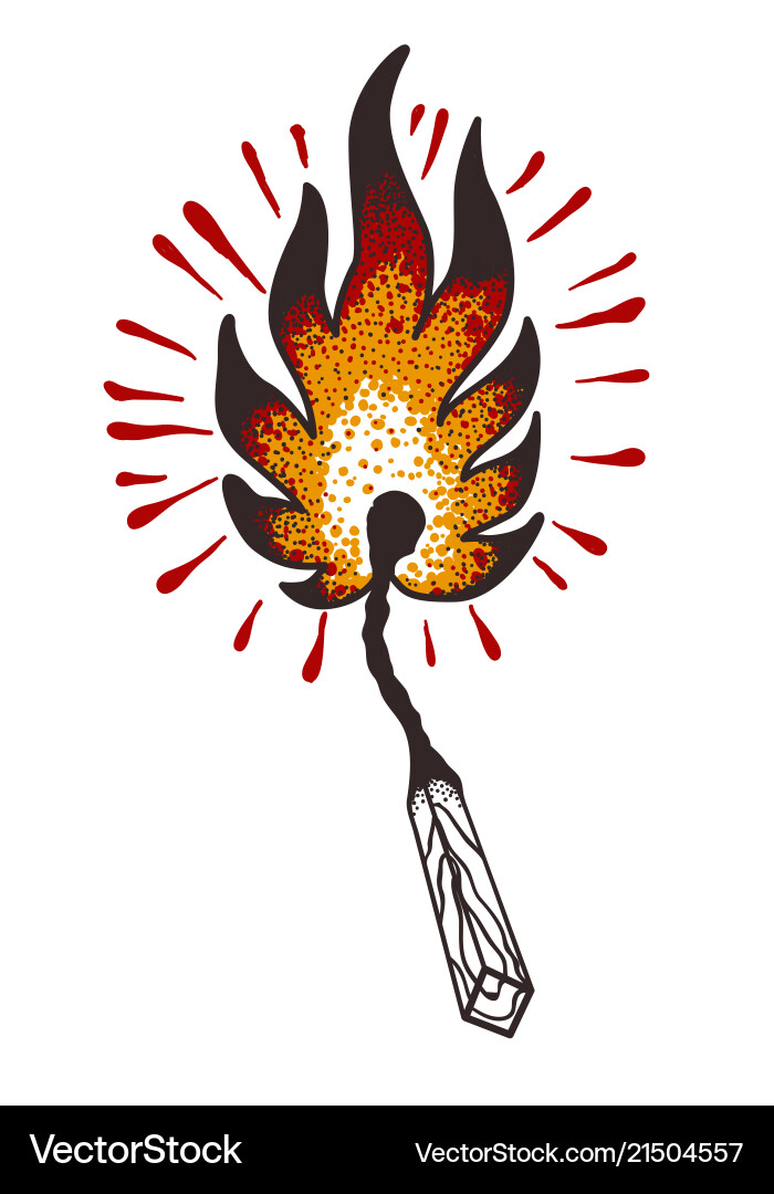 Burning Match im Stil eines traditionellen Tattoos Burning Match im Stil eines traditionellen Tattoos vektorbild