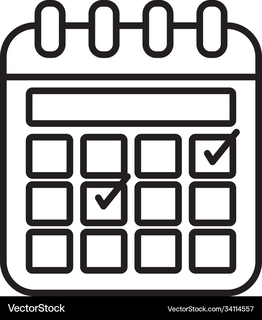 Calendar with check marks line style Calendar with check marks line style vector image