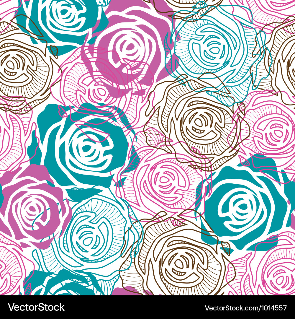 Color rose pattern Royalty Free Vector Image - VectorStock