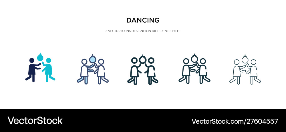 Dancing icon in different style two colored Vector Image