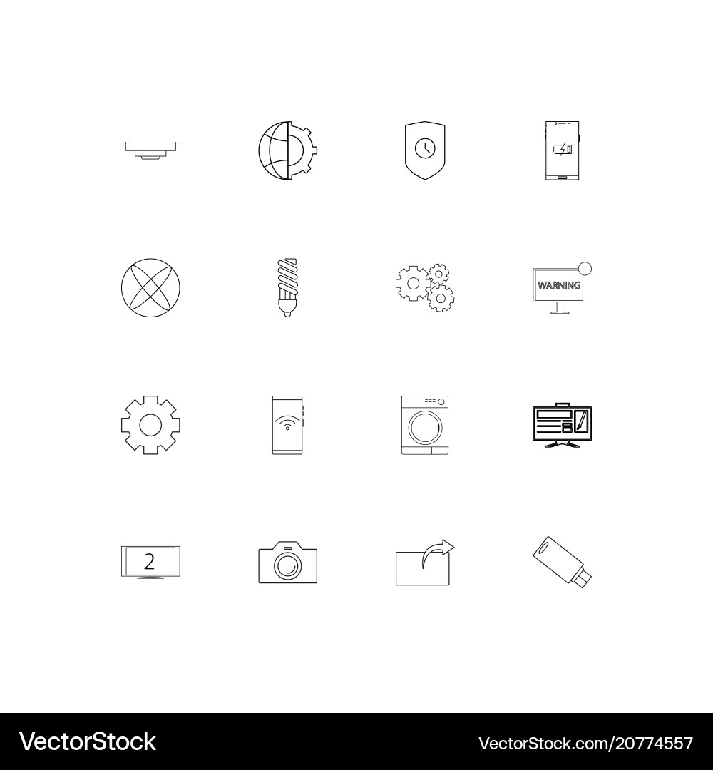 Devices linear thin icons set outlined simple vector image
