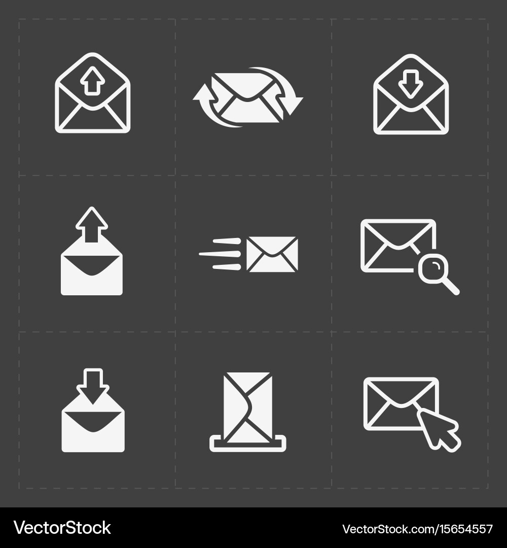 Email and envelope icons on dark Vector Image