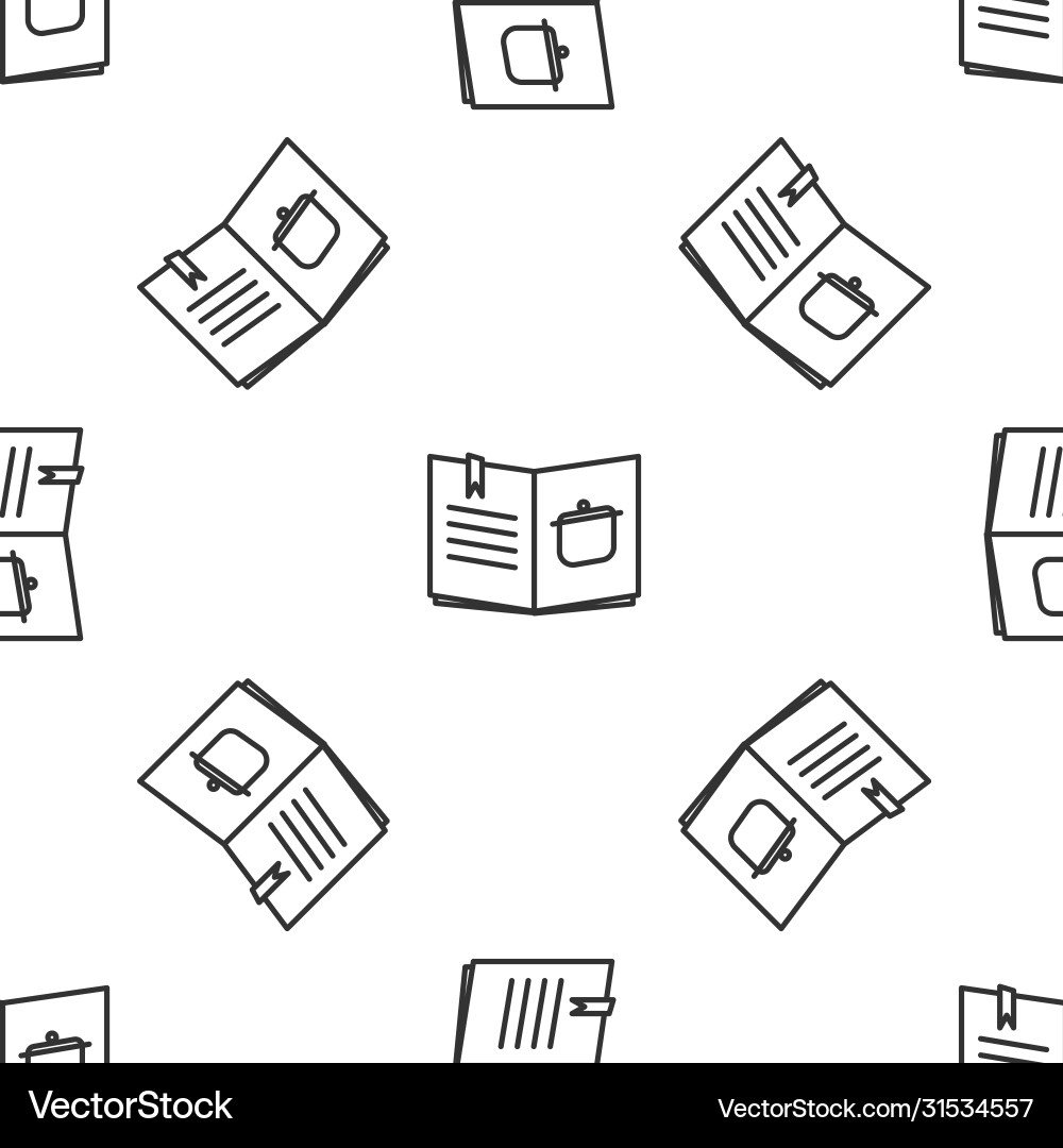 Grey line cookbook icon isolated seamless pattern Grey line cookbook icon isolated seamless pattern vector image