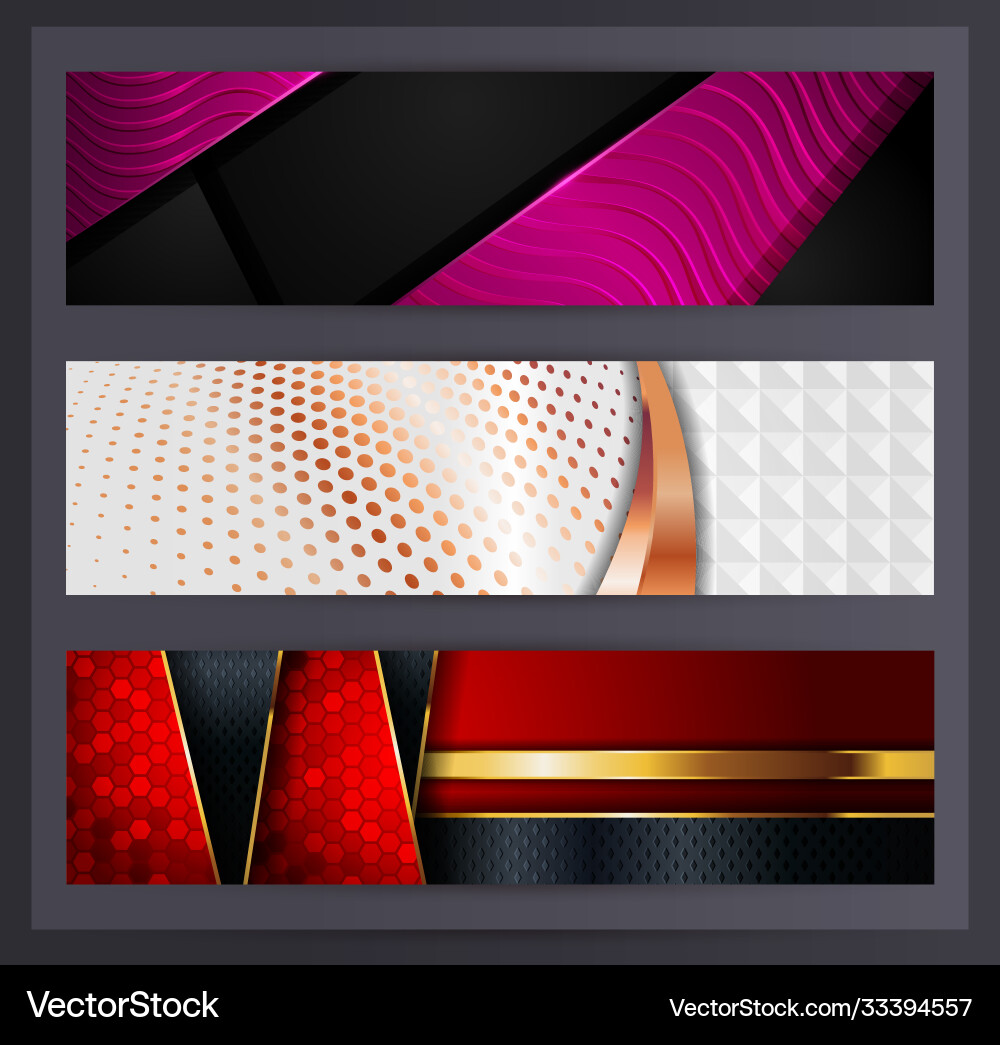 Horizontal banner set collection with various vector image