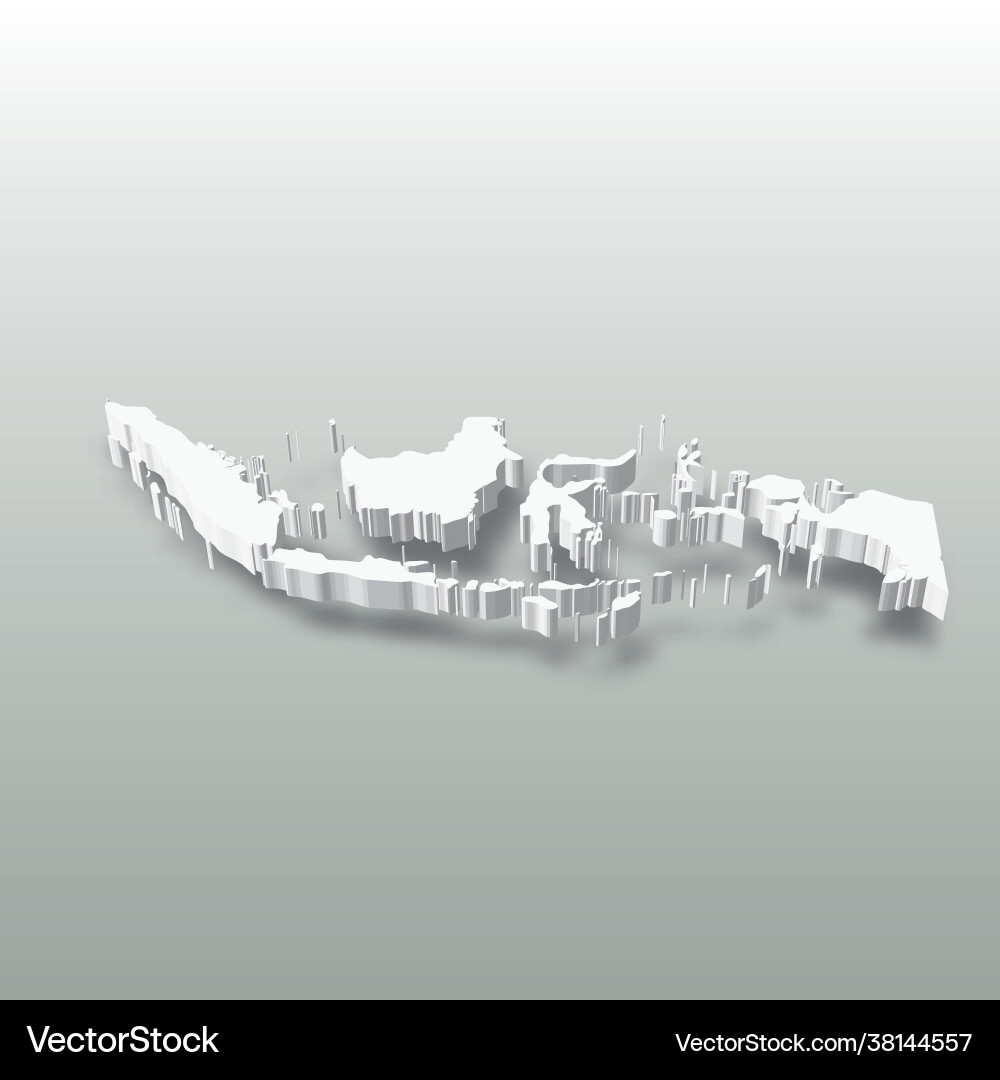 Indonesia - white 3d silhouette map country Indonesia - white 3d silhouette map country Vector Image