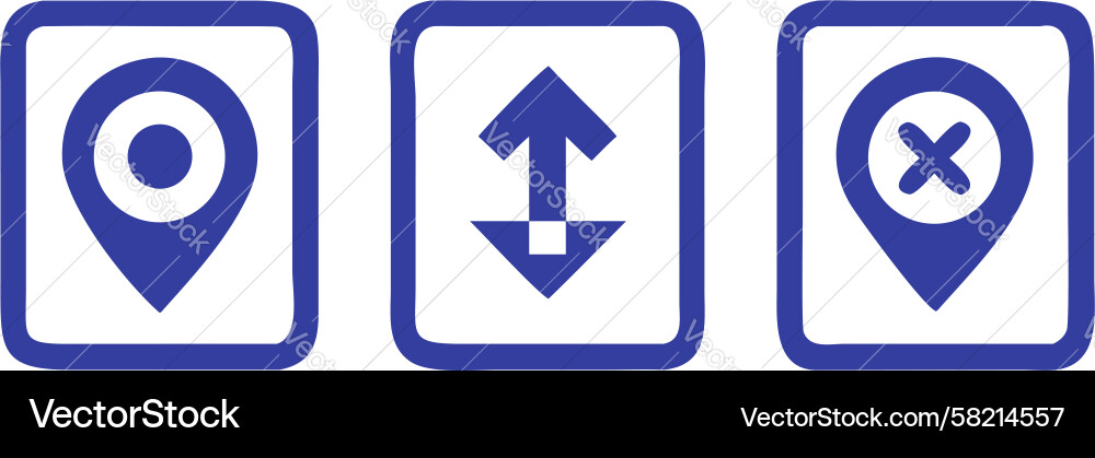 Map Pin Icons - Location, Resize, Cross Vector Image