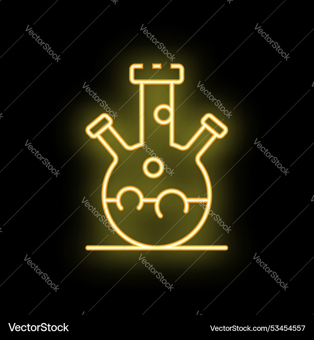 Neon icon of round bottom flask with bubbling Neon icon of round bottom flask with bubbling Vector Image