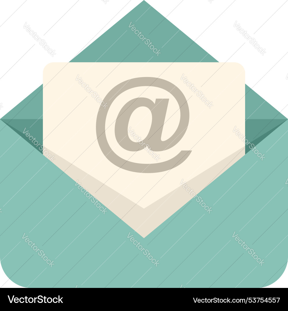 Open envelope containing at symbol on paper Open envelope containing at symbol on paper Vector Image
