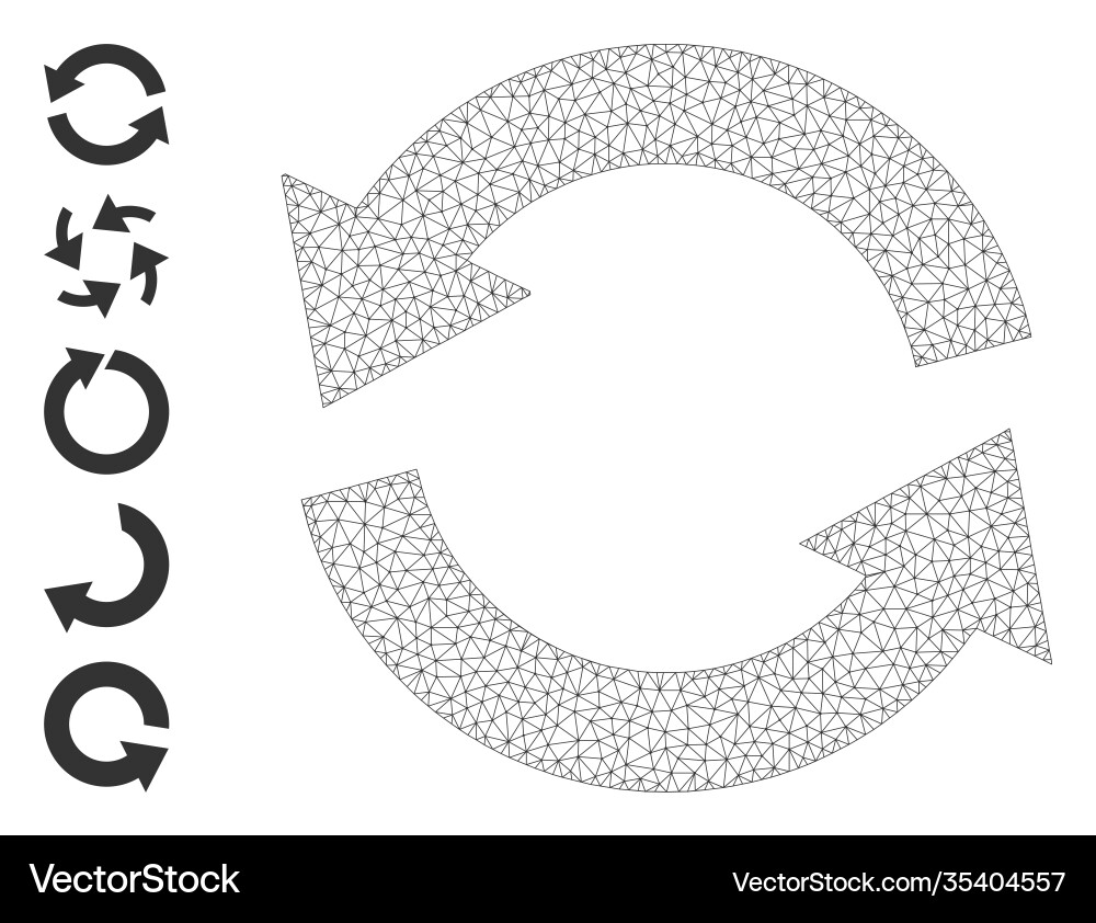 Polygonal net refresh icon with simple pictograms vector image