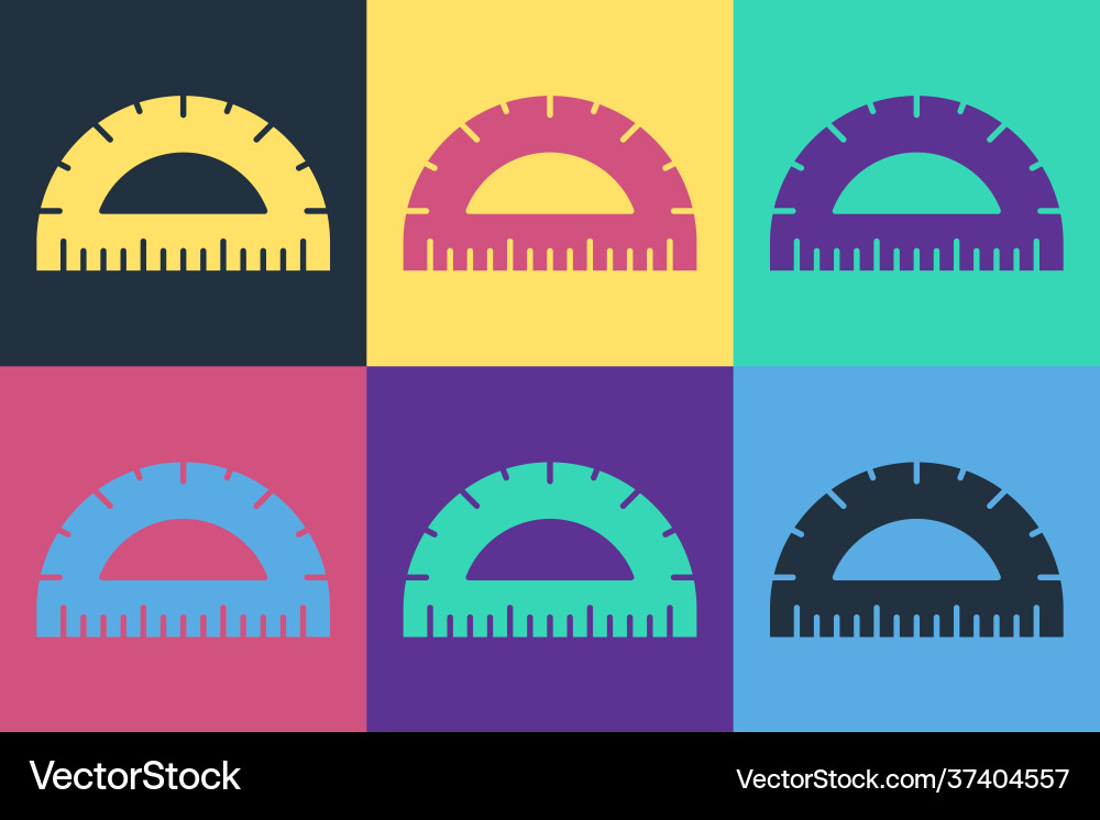 Pop art protractor grid for measuring degrees icon Pop art protractor grid for measuring degrees icon Vector Image
