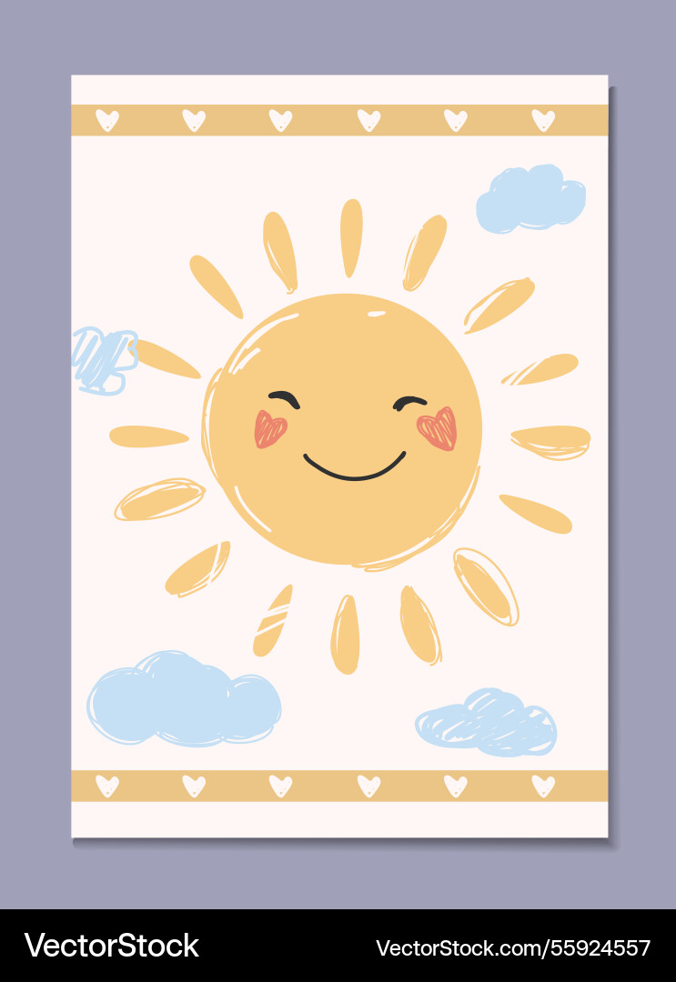 Süße Lächelnde Sonne Süße Lächelnde Sonne vektorbild