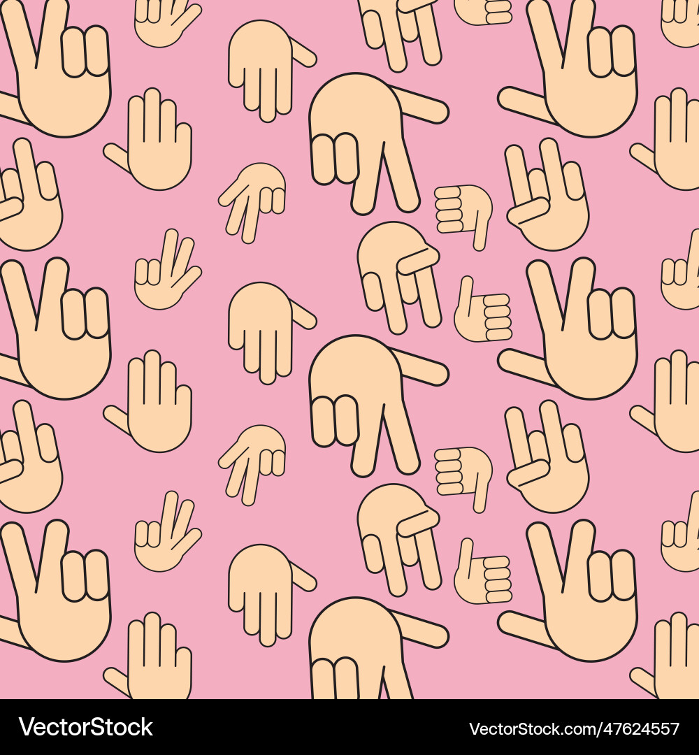 Seamless pattern background with hand gesture vector image
